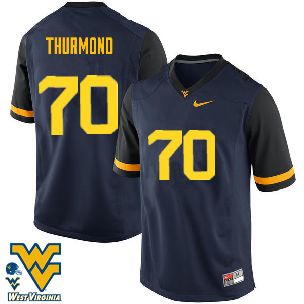 Men #70 Tyler Thurmond West Virginia Mountaineers College Football Jerseys-Navy